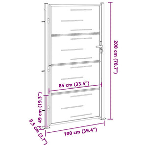 Cancello da giardino 100x196 cm in acciaio inox 376485