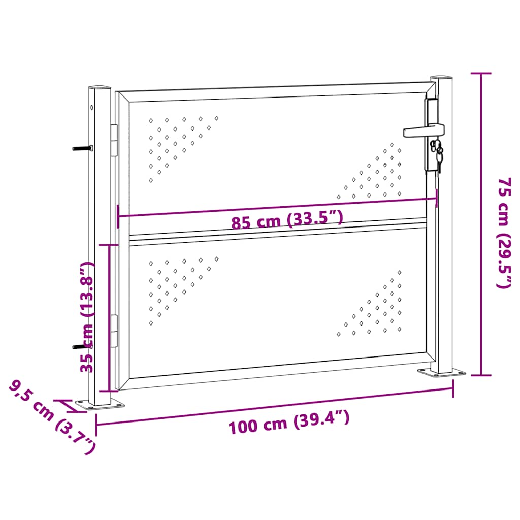 Cancello da giardino 100x70 cm in acciaio inox 376486