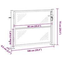 Cancello da giardino 100x70 cm in acciaio inox 376486