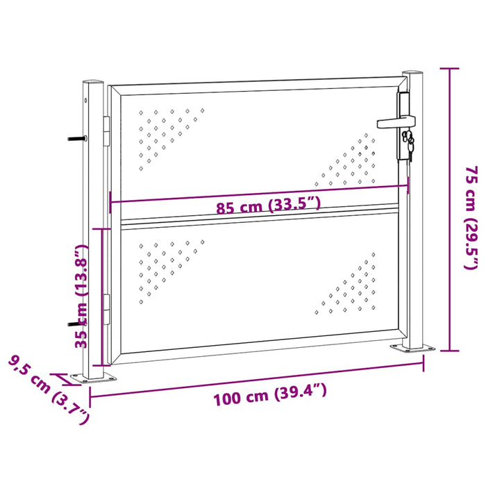 Cancello da giardino 100x70 cm in acciaio inox 376486