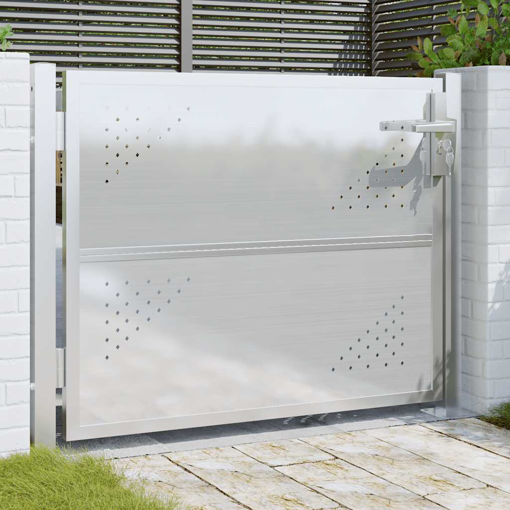 Cancello da giardino 100x70 cm in acciaio inox 376486
