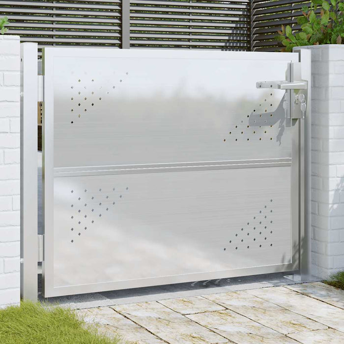 Cancello da giardino 100x70 cm in acciaio inox 376486