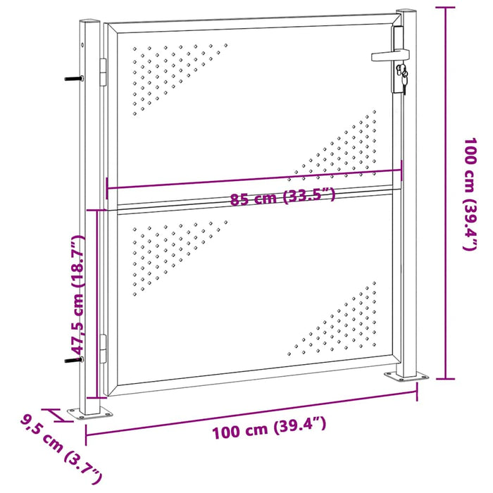 Cancello da giardino 100x95 cm in acciaio inox 376487