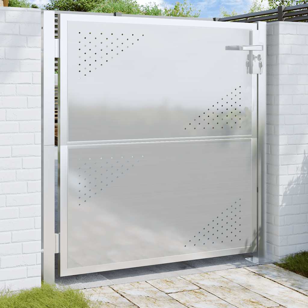 Cancello da giardino 100x95 cm in acciaio inox 376487