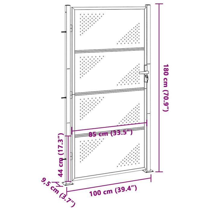 Cancello da giardino 100x176 cm in acciaio inox 376490