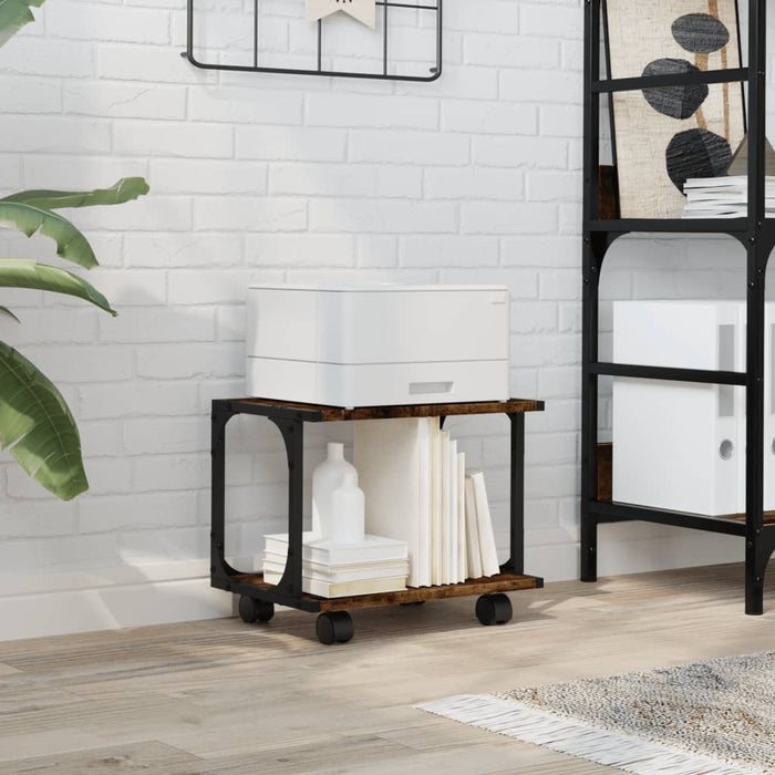 Supporto Stampante 2 Livelli Rovere Fumo 41x28x33,5 Multistrato 842273