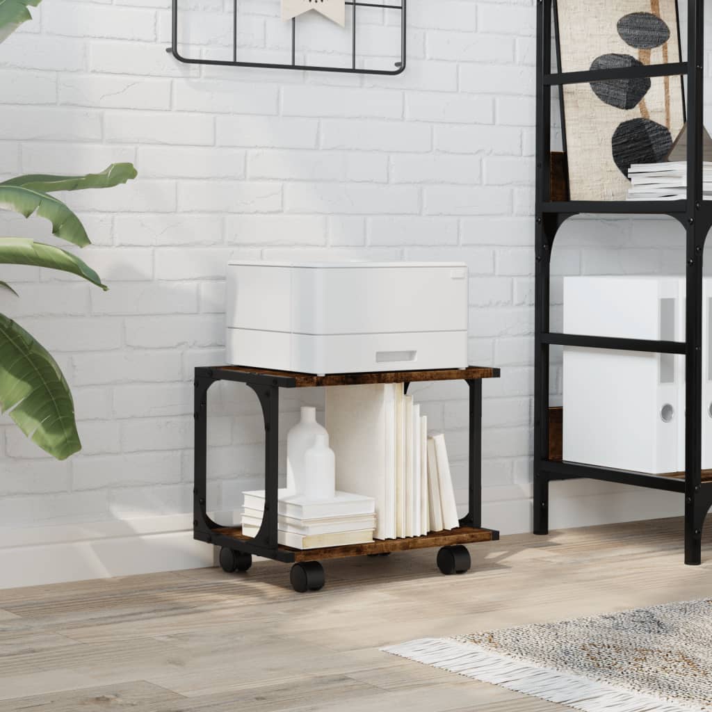 Supporto Stampante 2 Livelli Rovere Fumo 41x28x33,5 Multistrato 842273