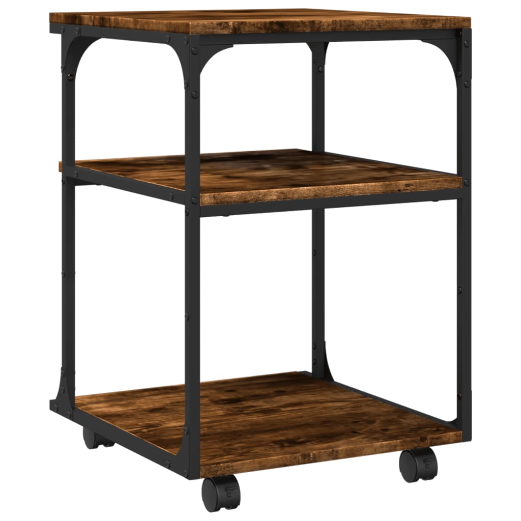 Supporto Stampante 3 Livelli Rovere Fumo 43x48x64cm Multistrato