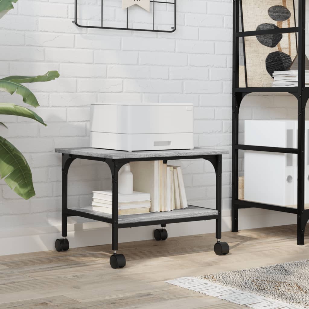 Supporto Stampante 2 Piani Grigio Sonoma 50x40x38cm Multistrato 842284