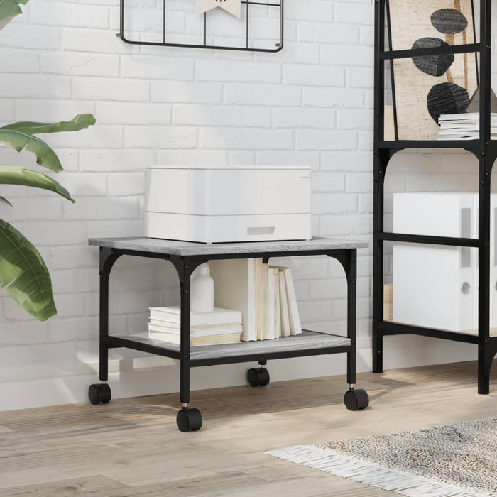 Supporto Stampante 2 Piani Grigio Sonoma 50x40x38cm Multistrato 842284