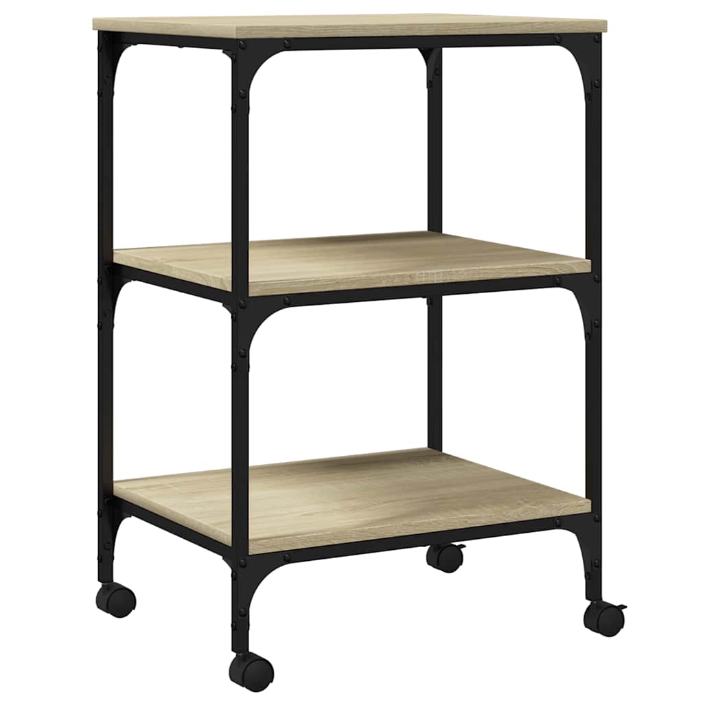 vidaXL Supporto Stampante 3 Piani Rovere Sonoma 50x41x75cm Multistrato