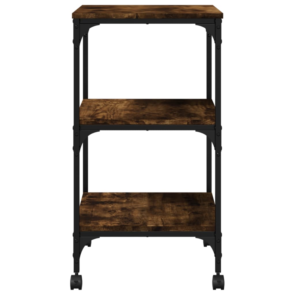 Supporto Stampante 3 Livelli Rovere Fumo 50x41x75cm Multistrato 842288