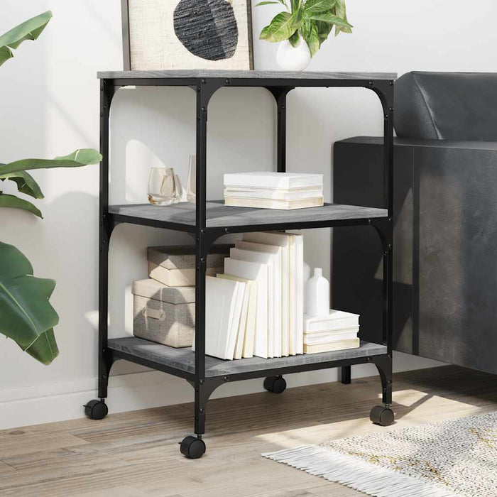 Supporto Stampante 3 Piani Grigio Sonoma 50x41x75 Multistrato 842289