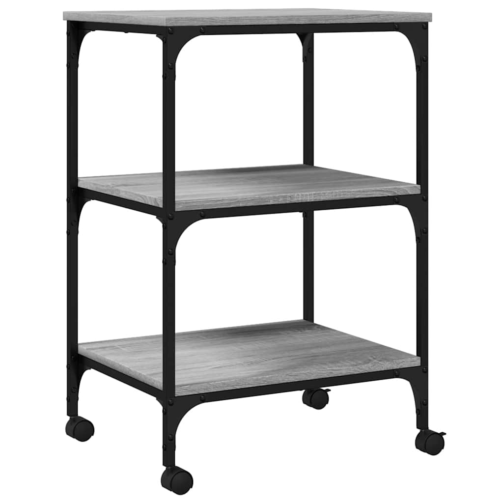 Supporto Stampante 3 Piani Grigio Sonoma 50x41x75 Multistrato 842289