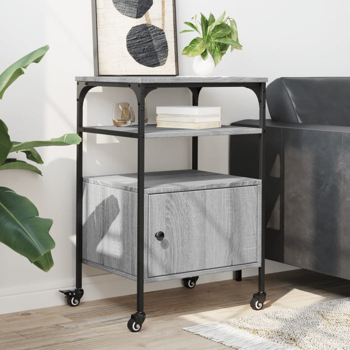 Supporto Stampante 3 Piani Grigio Sonoma 50x40x76cm Multistrato 842294