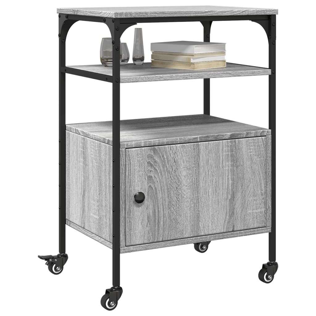 Supporto Stampante 3 Piani Grigio Sonoma 50x40x76cm Multistrato 842294