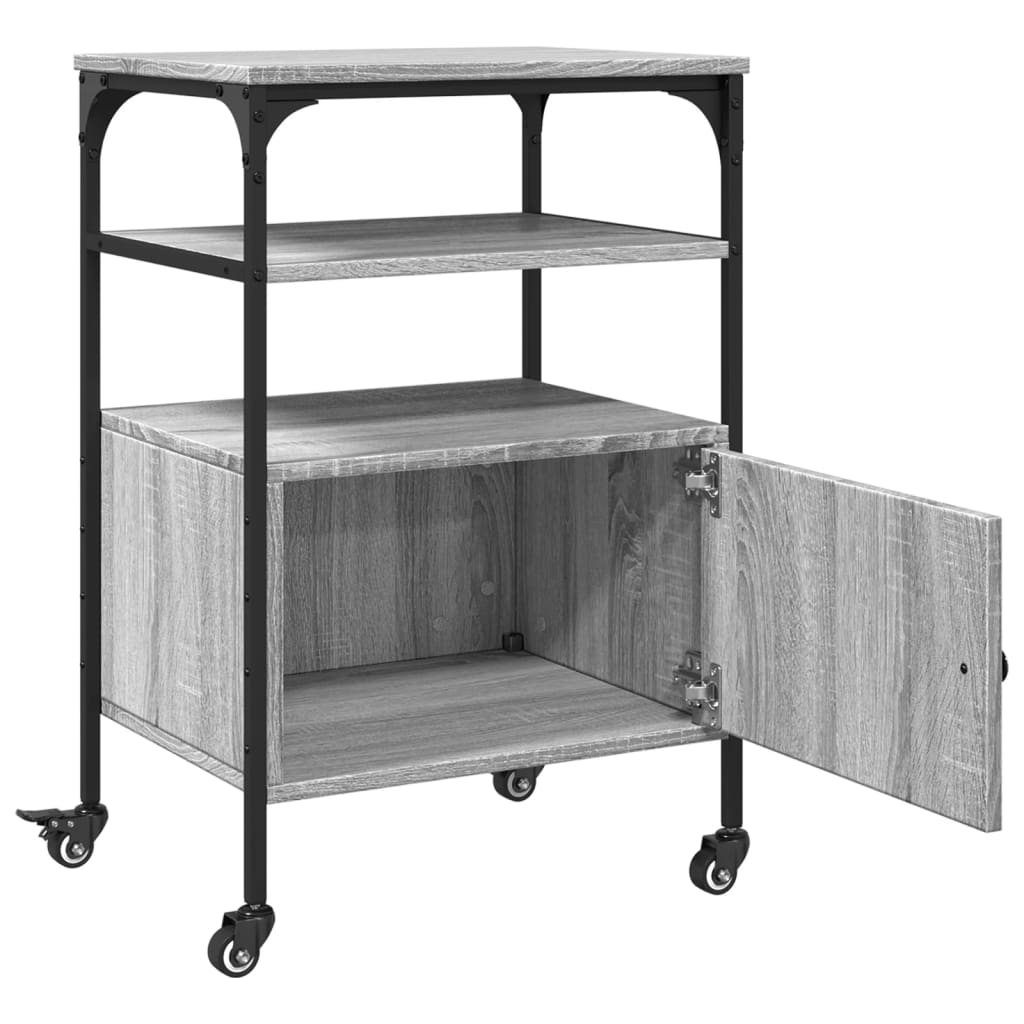 Supporto Stampante 3 Piani Grigio Sonoma 50x40x76cm Multistrato 842294