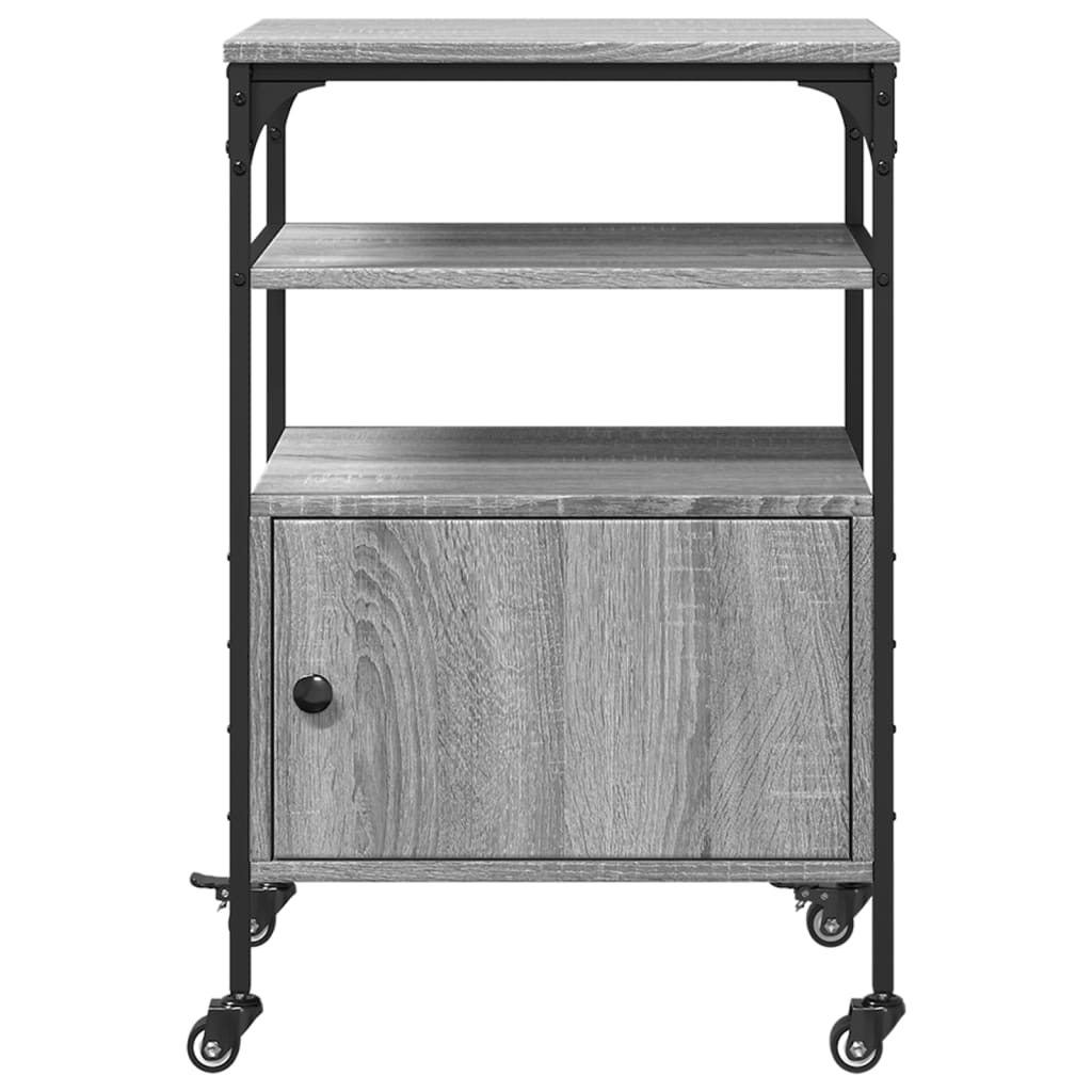 Supporto Stampante 3 Piani Grigio Sonoma 50x40x76cm Multistrato 842294