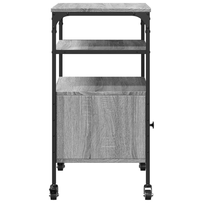 Supporto Stampante 3 Piani Grigio Sonoma 50x40x76cm Multistrato 842294