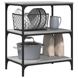 Carrello da Cucina-Scaffale per Cucina Grigio Sonoma 60x41x76 cm Legno Multistrato