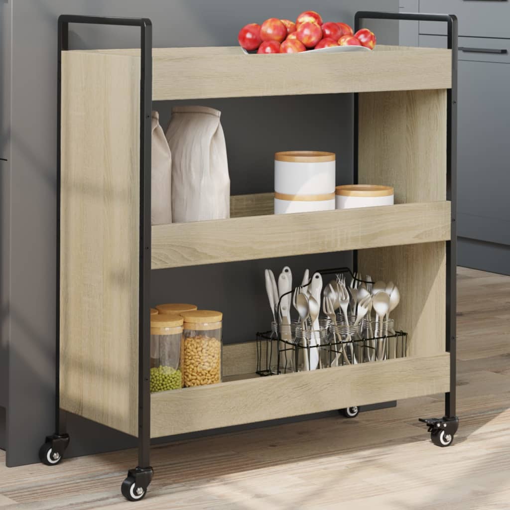 Carrello da Cucina-Scaffale per Cucina Rovere Sonoma 70x30x82 cm Legno Multistrato