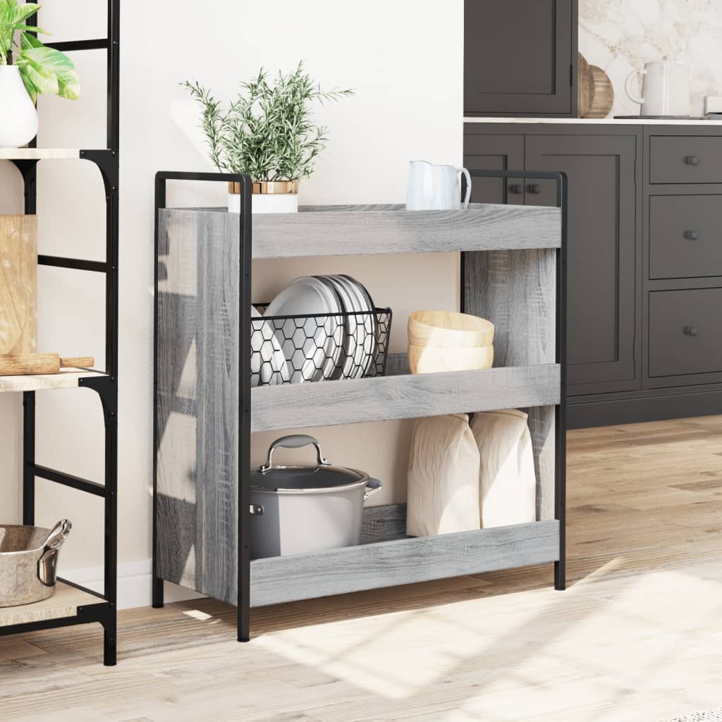 Carrello da Cucina-Scaffale per Cucina Grigio Sonoma 70x30x82 cm Legno Multistrato