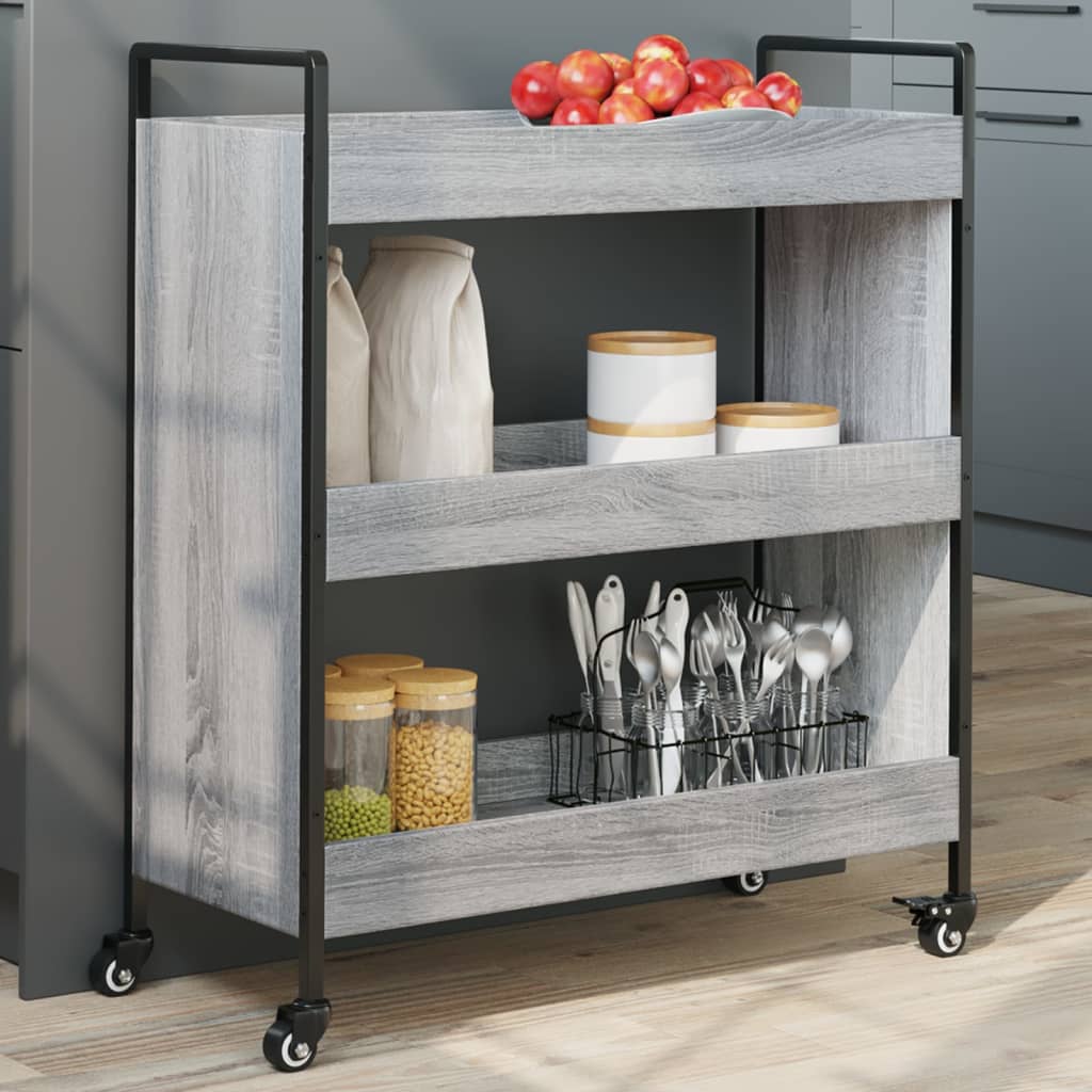 Carrello da Cucina-Scaffale per Cucina Grigio Sonoma 70x30x82 cm Legno Multistrato