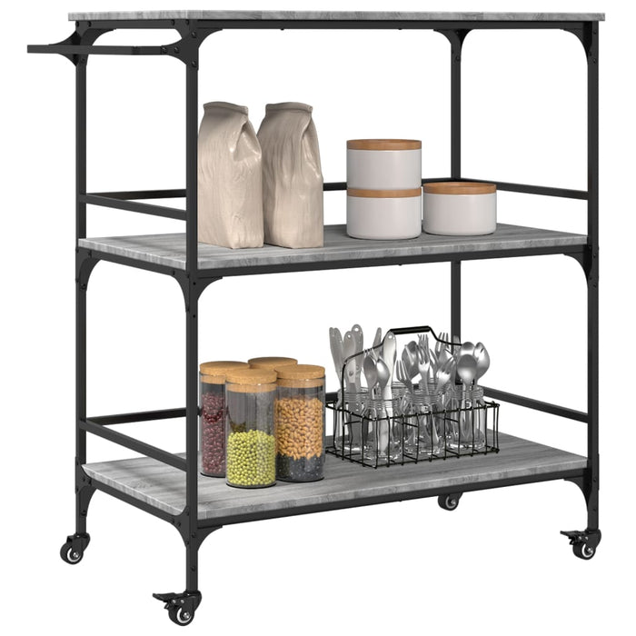 Carrello Cucina-Scaffale per Cucina Grigio Sonoma 100,5x50x105 cm Legno Multistrato