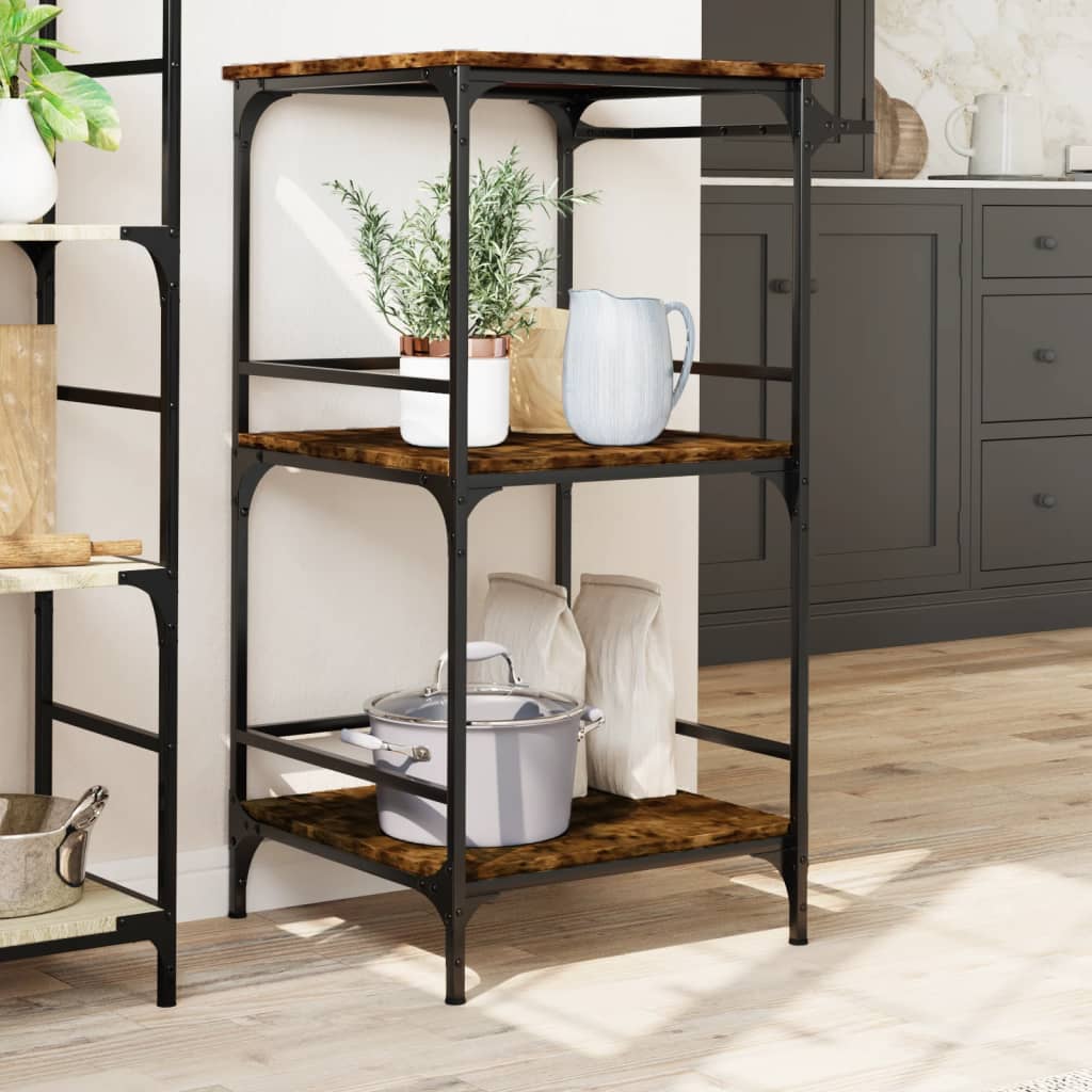 Carrello da Cucina-Scaffale per Cucina Rovere Fumo 60,5x50x105 cm Legno Multistrato