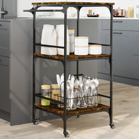 Carrello da Cucina-Scaffale per Cucina Rovere Fumo 60,5x50x105 cm Legno Multistrato