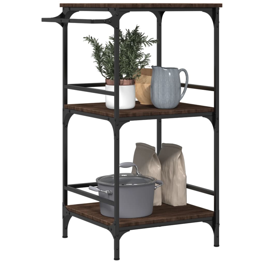 Carrello Cucina-Scaffale per Cucina Rovere Marrone 60,5x50x105 cm Legno Multistrato