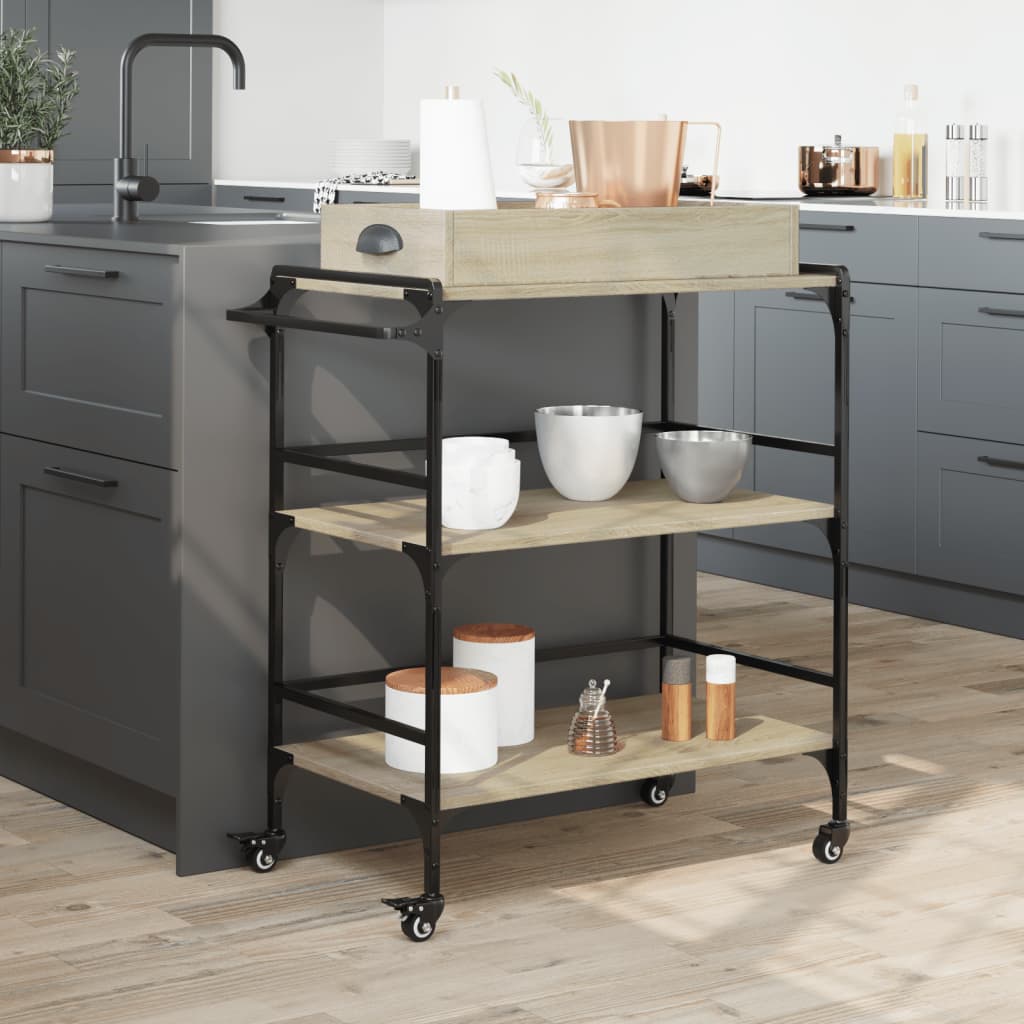 Carrello Cucina-Scaffale per Cucina Rovere Sonoma 81,5x41x92,5 cm Legno Multistrato