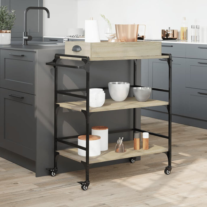 Carrello Cucina-Scaffale per Cucina Rovere Sonoma 81,5x41x92,5 cm Legno Multistrato