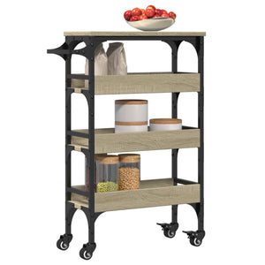 Carrello da Cucina-Scaffale per Cucina Rovere Sonoma 53x20x76 cm Legno Multistrato