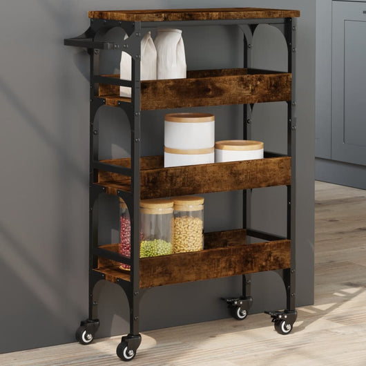 Carrello da Cucina-Scaffale per Cucina Rovere Fumo 53x20x76 cm in Legno Multistrato