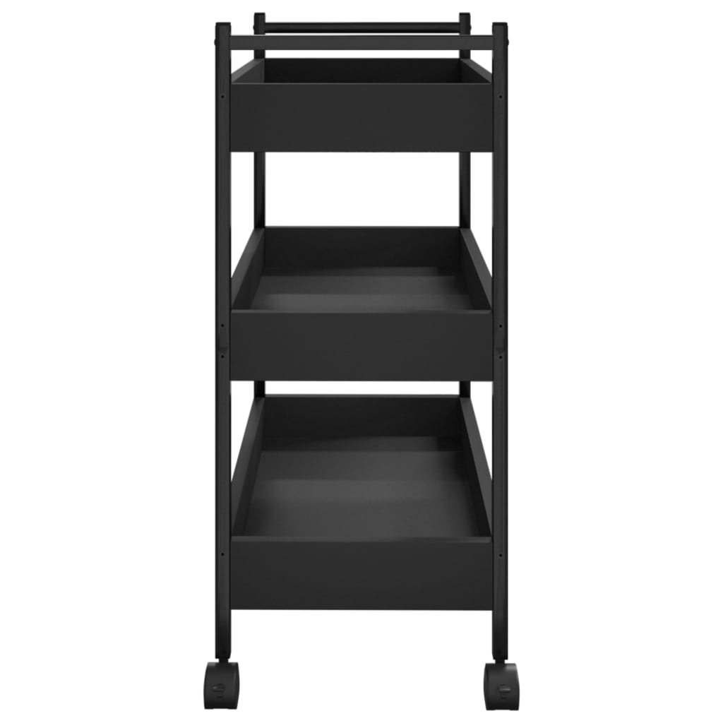 Carrello da Cucina-Scaffale per Cucina Nero 50x30x70 cm in Legno Multistrato