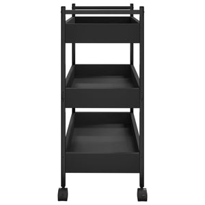 Carrello da Cucina-Scaffale per Cucina Nero 50x30x70 cm in Legno Multistrato