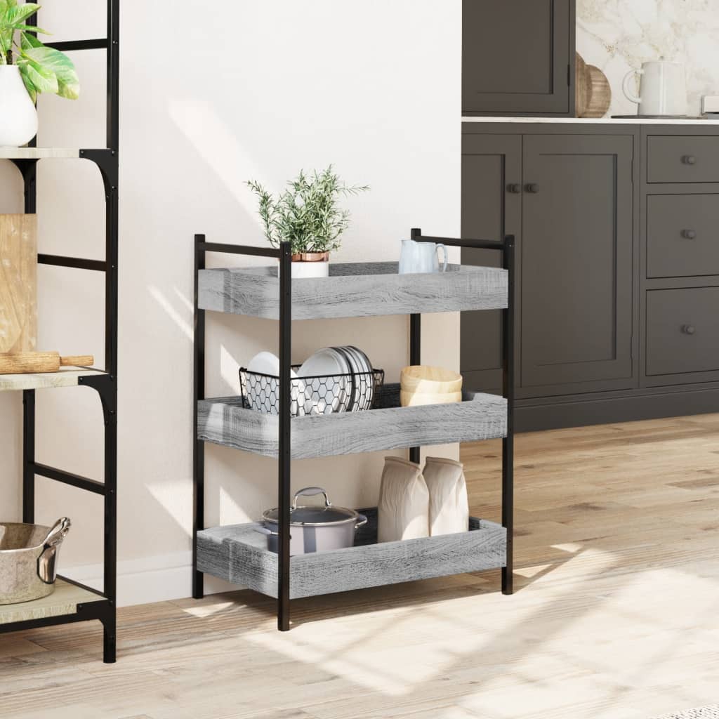 Carrello da Cucina Grigio Sonoma 50x30x70 cm Legno Multistratocod mxl 89851
