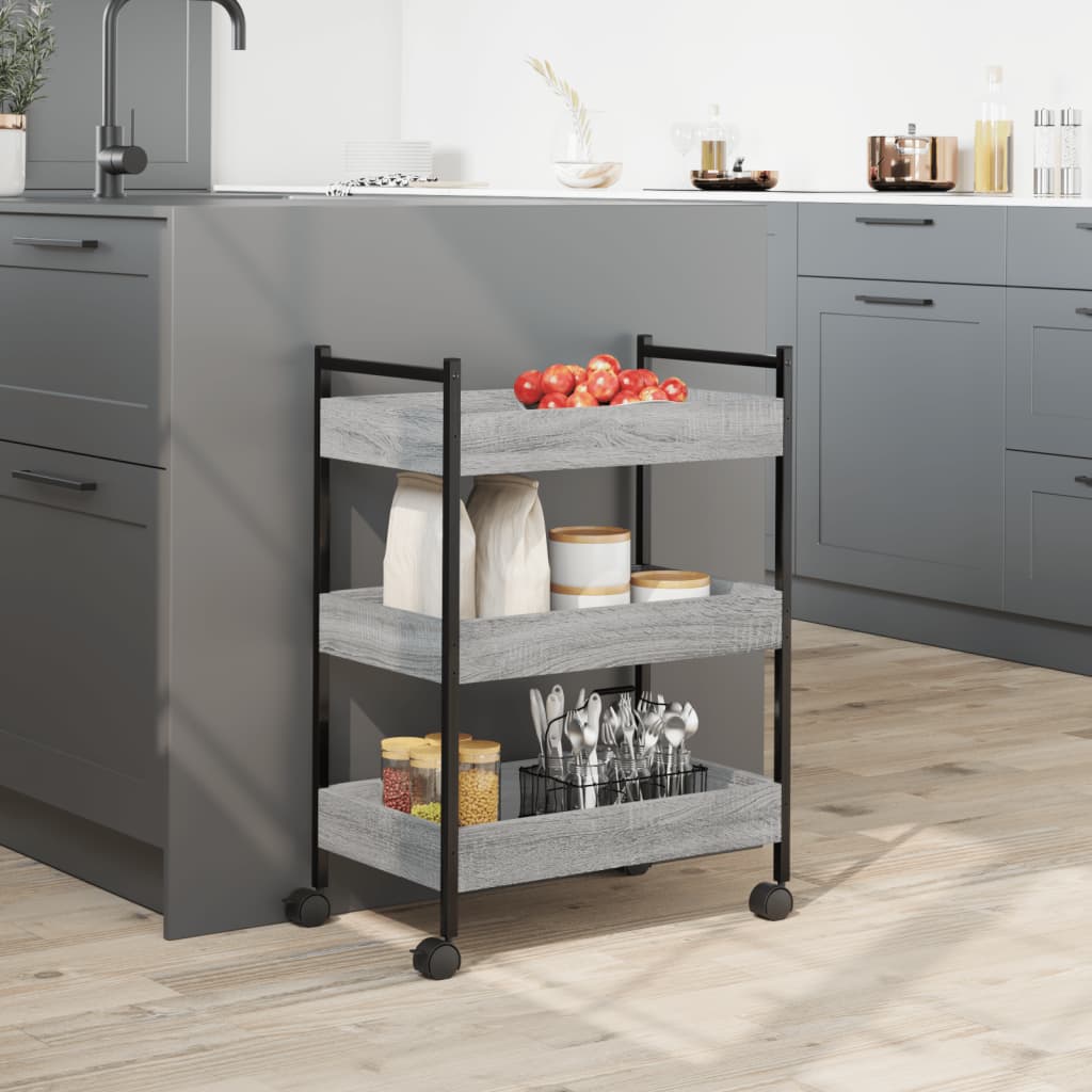 Carrello da Cucina Grigio Sonoma 50x30x70 cm Legno Multistrato 842359