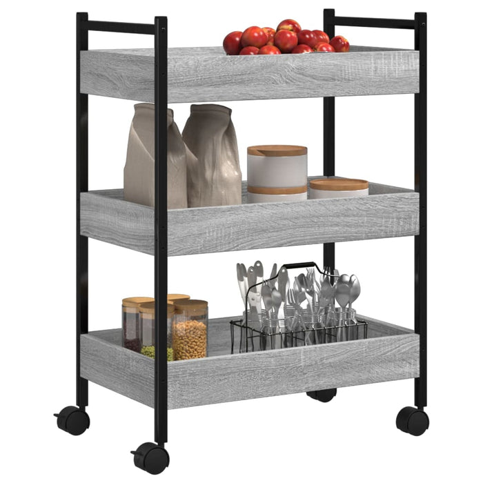 Carrello da Cucina-Scaffale per Cucina Grigio Sonoma 50x30x70 cm Legno Multistrato