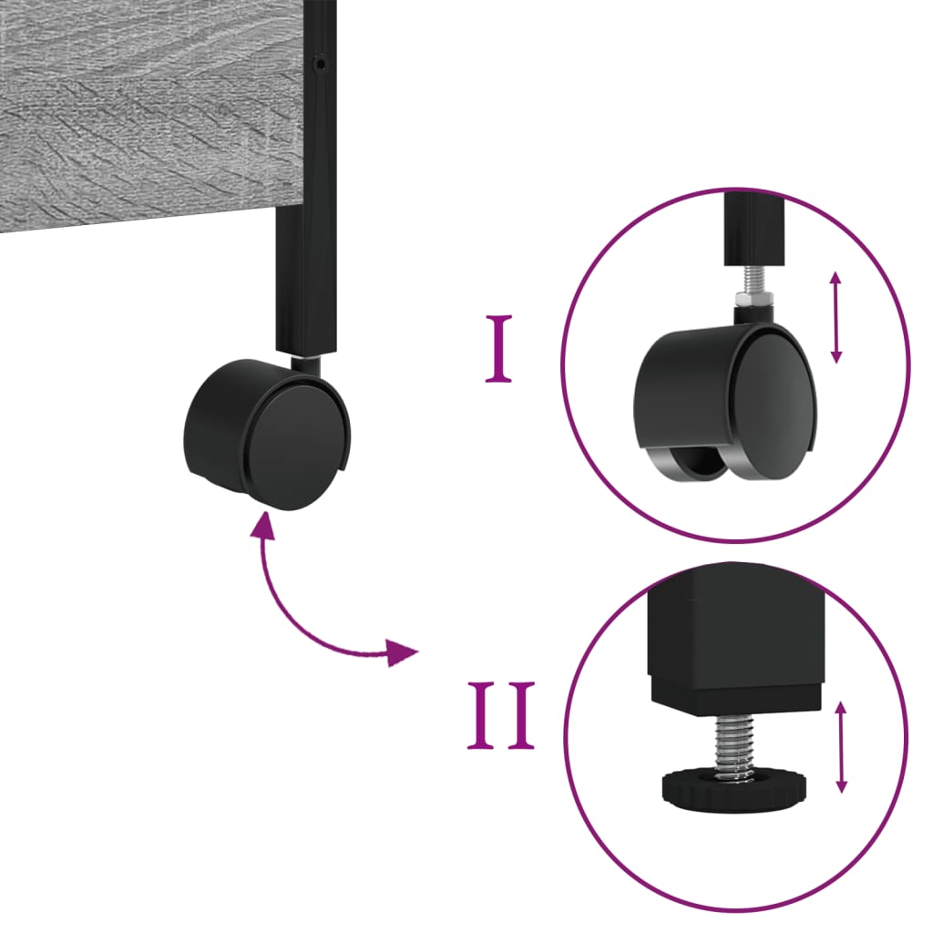 Carrello da Cucina Grigio Sonoma 50x30x70 cm Legno Multistrato 842359