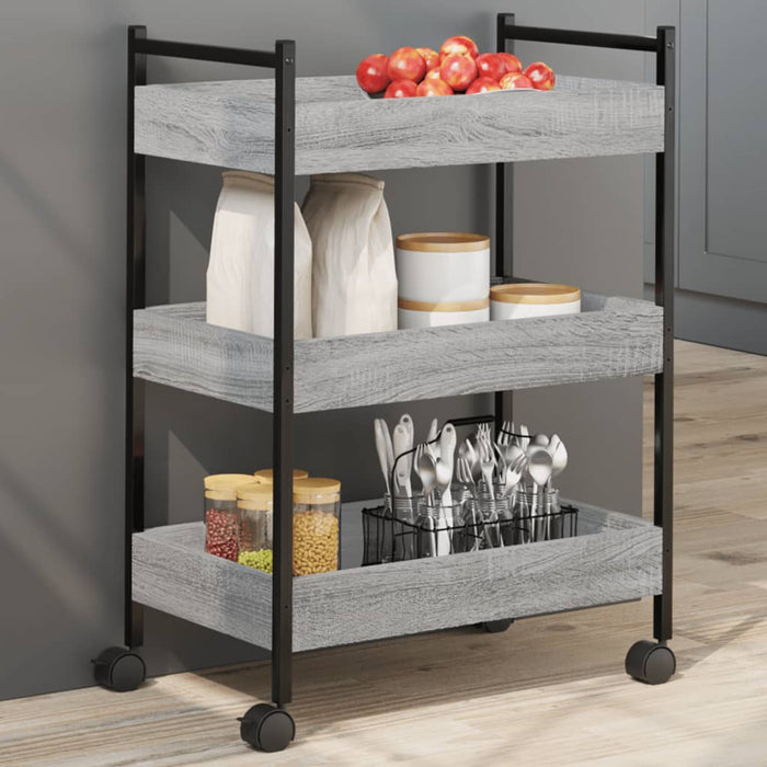Carrello da Cucina-Scaffale per Cucina Grigio Sonoma 50x30x70 cm Legno Multistrato