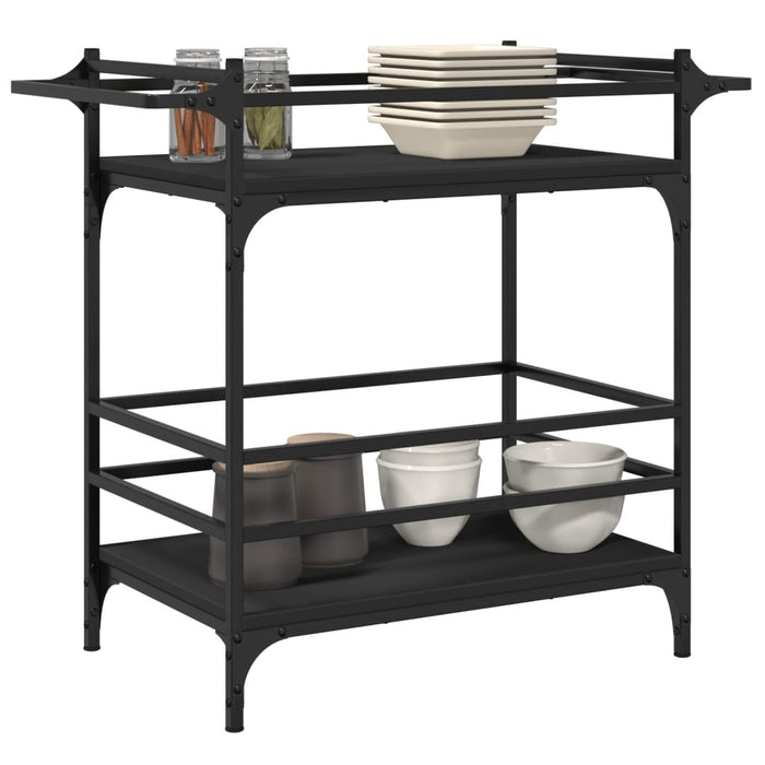Carrello da Cucina-Scaffale per Cucina Nero 82x40x78,5 cm in Legno Multistrato