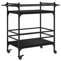 Carrello da Cucina Nero 82x40x78,5 cm in Legno Multistrato 842361