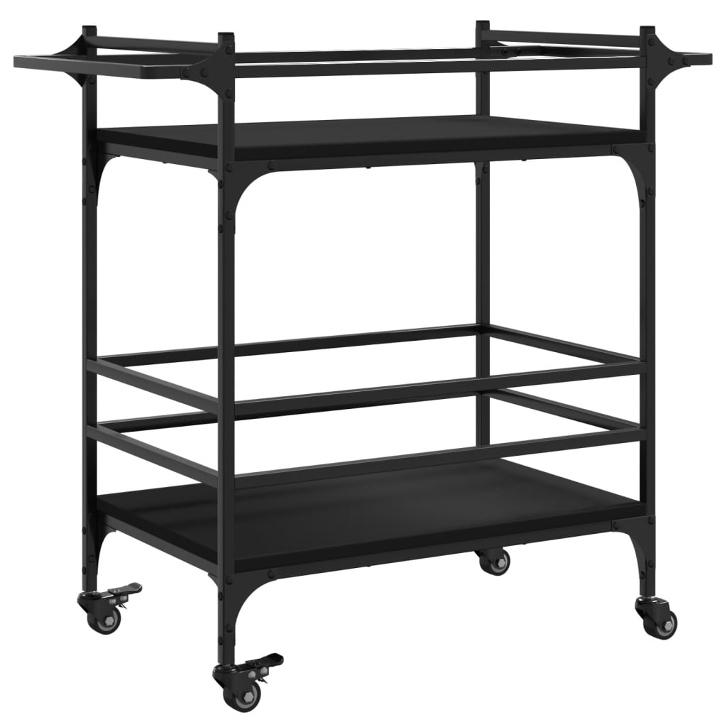 Carrello da Cucina-Scaffale per Cucina Nero 82x40x78,5 cm in Legno Multistrato