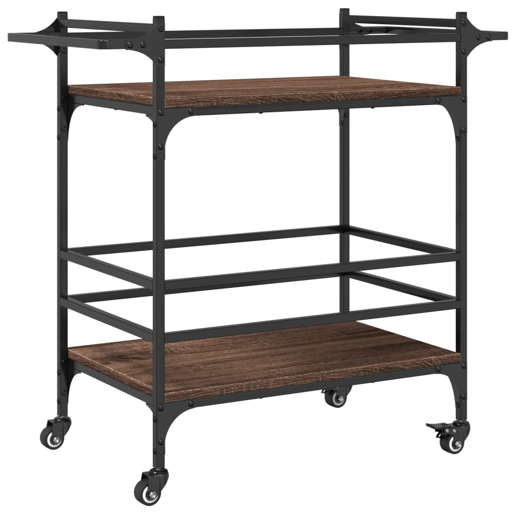 Carrello Cucina-Scaffale per Cucina Rovere Marrone 82x40x78,5 cm Legno Multistrato