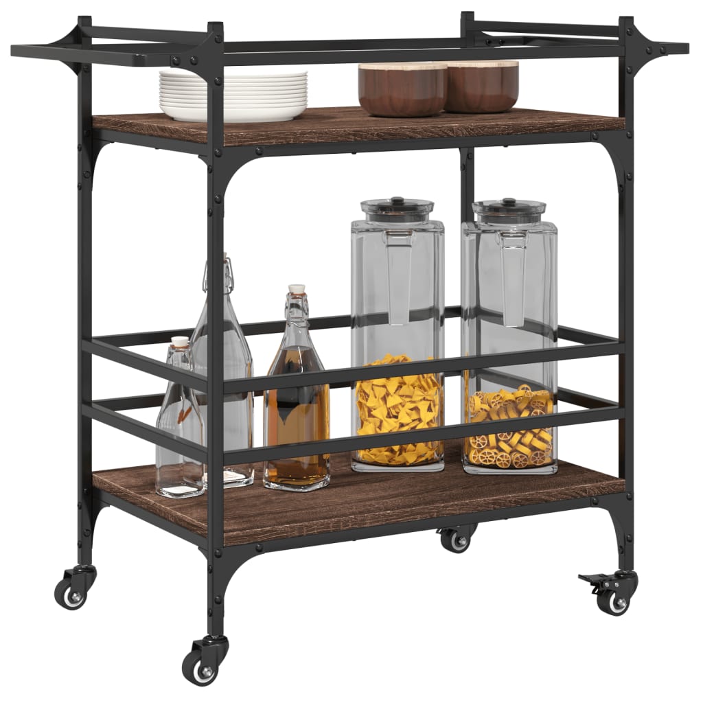 Carrello Cucina-Scaffale per Cucina Rovere Marrone 82x40x78,5 cm Legno Multistrato