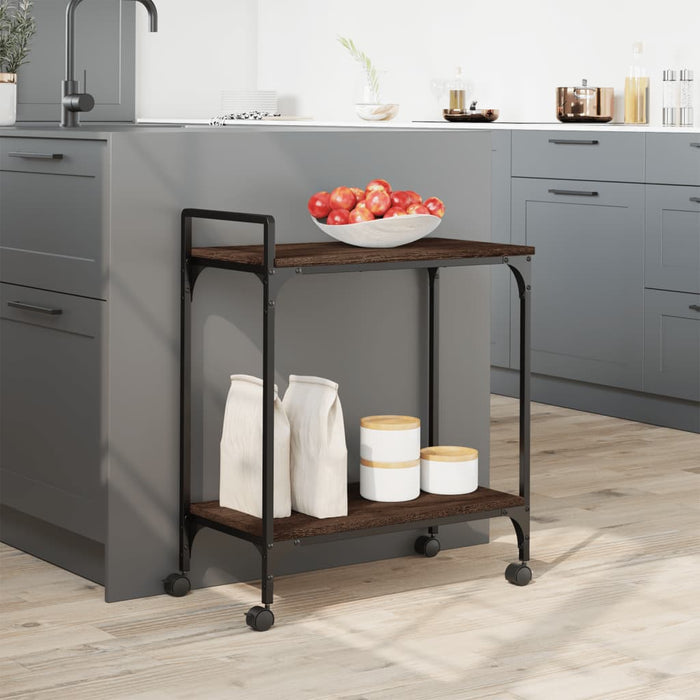 Carrello Cucina-Scaffale per Cucina Rovere Marrone 60,5x31x72,5cm Legno Multistrato