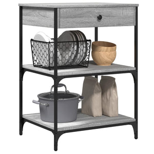 Carrello da Cucina-Scaffale per Cucina Grigio Sonoma 60x48x89,5cm Legno Multistrato