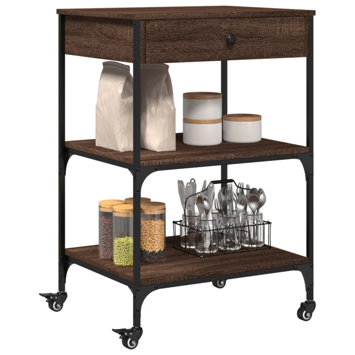Carrello Cucina-Scaffale per Cucina Rovere Marrone 60x48x89,5 cm Legno Multistrato